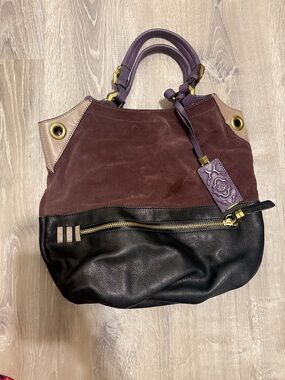 orYANY Plum, Black & Taupe Mixed-Material Hobo